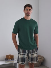 Blue/Green/Rust Brown - Rutig pyjamas Set med Kort ärm i jersey-modell 3 Pack - Bild 3 av 17