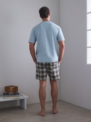 Blue/Green/Rust Brown - Rutig pyjamas Set med Kort ärm i jersey-modell 3 Pack - Bild 8 av 17