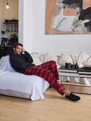 Black/Red Hoodie with Woven Pyjama Bottoms Set - Image 1 of 8