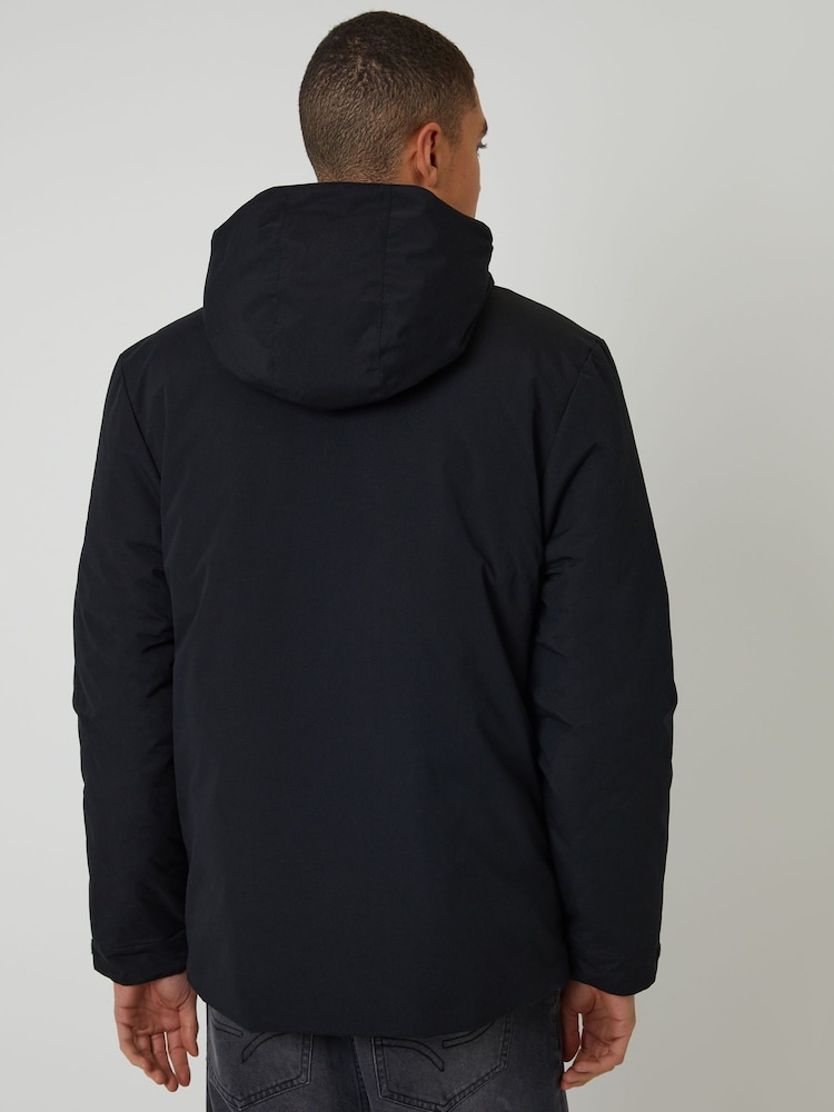 Threadbare Black Showerproof Microfleece Lined Padded Jacket - Image 2 of 5 Threadbare Black Showerproof Microfleece Lined Padded Jacket - Image 2 of 5