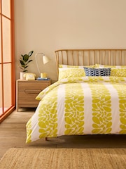 Orla Kiely Yellow Sycamore Stripe 200 Thread Count Duvet Cover and Pillowcase Set - Image 1 of 6
