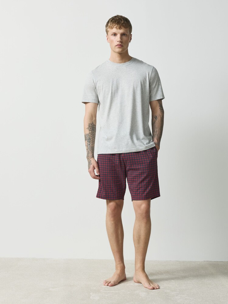 Red/Grey Check Short Sleeve Jersey Pyjamas Set - Image 1 of 6