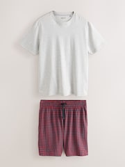 Red/Grey Check Short Sleeve Jersey Pyjamas Set - Image 7 of 11