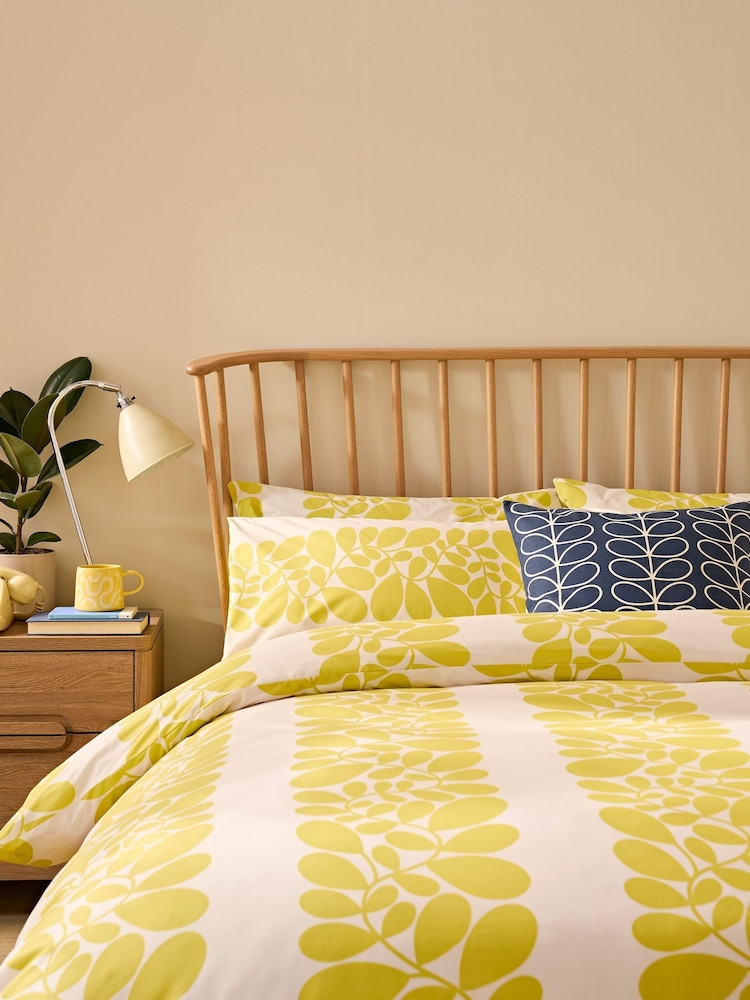 Orla Kiely Set of 2 Yellow Sycamore Stripe 200 Thread Count Pillowcases - Image 1 of 4