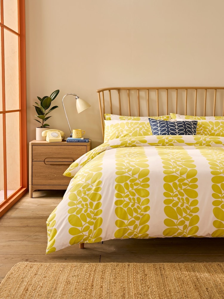 Orla Kiely Set of 2 Yellow Sycamore Stripe 200 Thread Count Pillowcases - Image 2 of 4