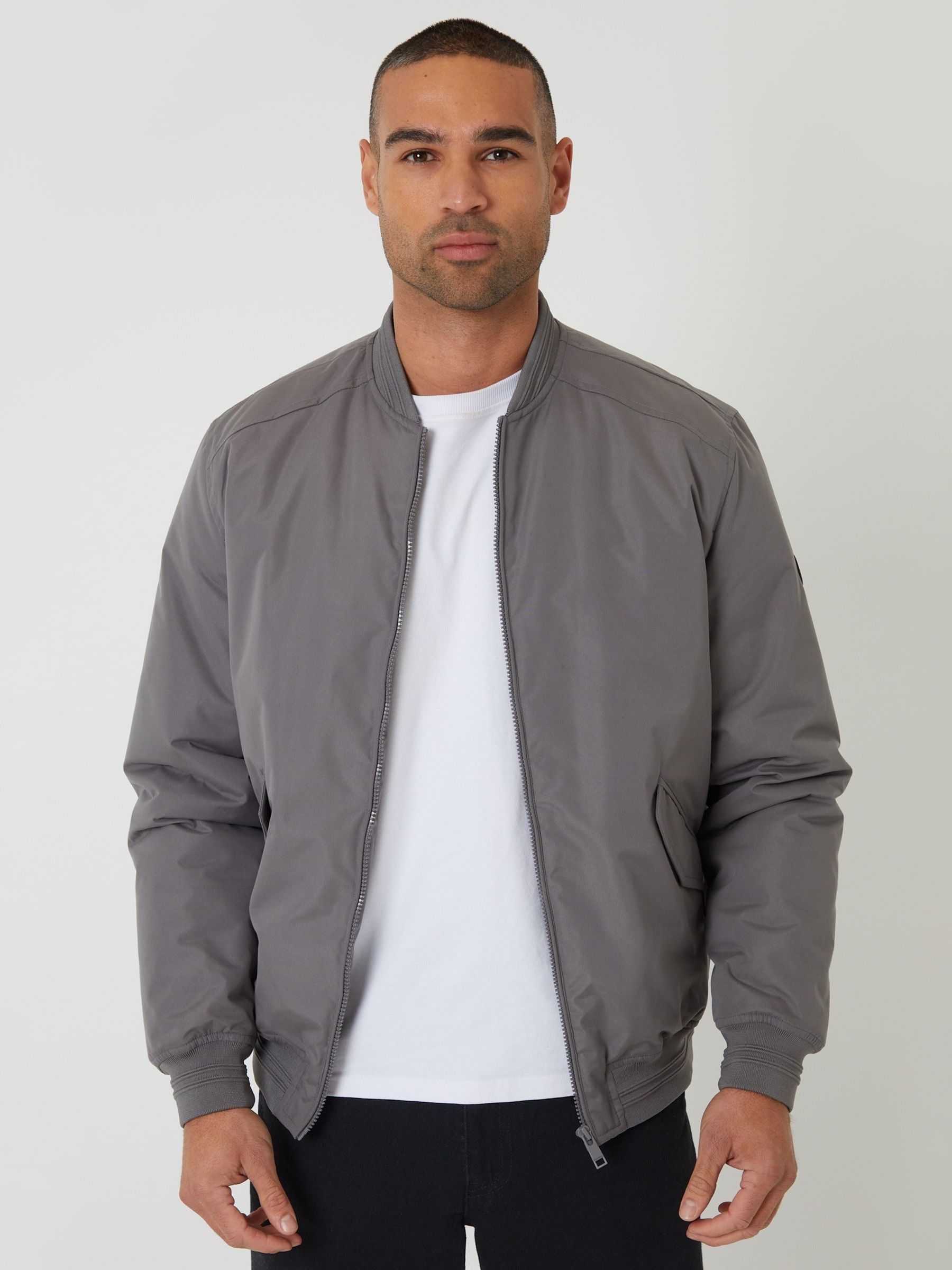 Buy Threadbare Grey Padded Bomber Jacket from the Next UK online shop