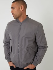 Threadbare Grey Padded Bomber Jacket - Image 6 of 7