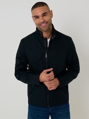 Threadbare Blue Showerproof Zip Up Harrington Jacket - Image 1 of 5