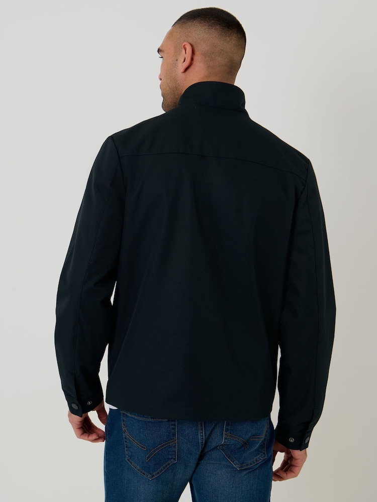 Threadbare Blue Showerproof Zip Up Harrington Jacket - Image 2 of 5