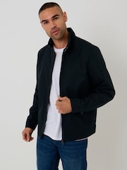 Threadbare Blue Showerproof Zip Up Harrington Jacket - Image 3 of 5