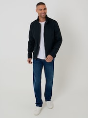 Threadbare Blue Showerproof Zip Up Harrington Jacket - Image 5 of 5