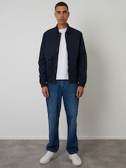 Albastru - Threadbare Showerproof Patch Pocket Zip Up Collared Jacket - Imaginea 3 din 4