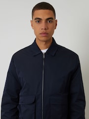 Albastru - Threadbare Showerproof Patch Pocket Zip Up Collared Jacket - Imaginea 4 din 4