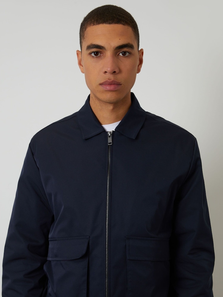 Albastru - Threadbare Showerproof Patch Pocket Zip Up Collared Jacket - Imaginea 4 din 4