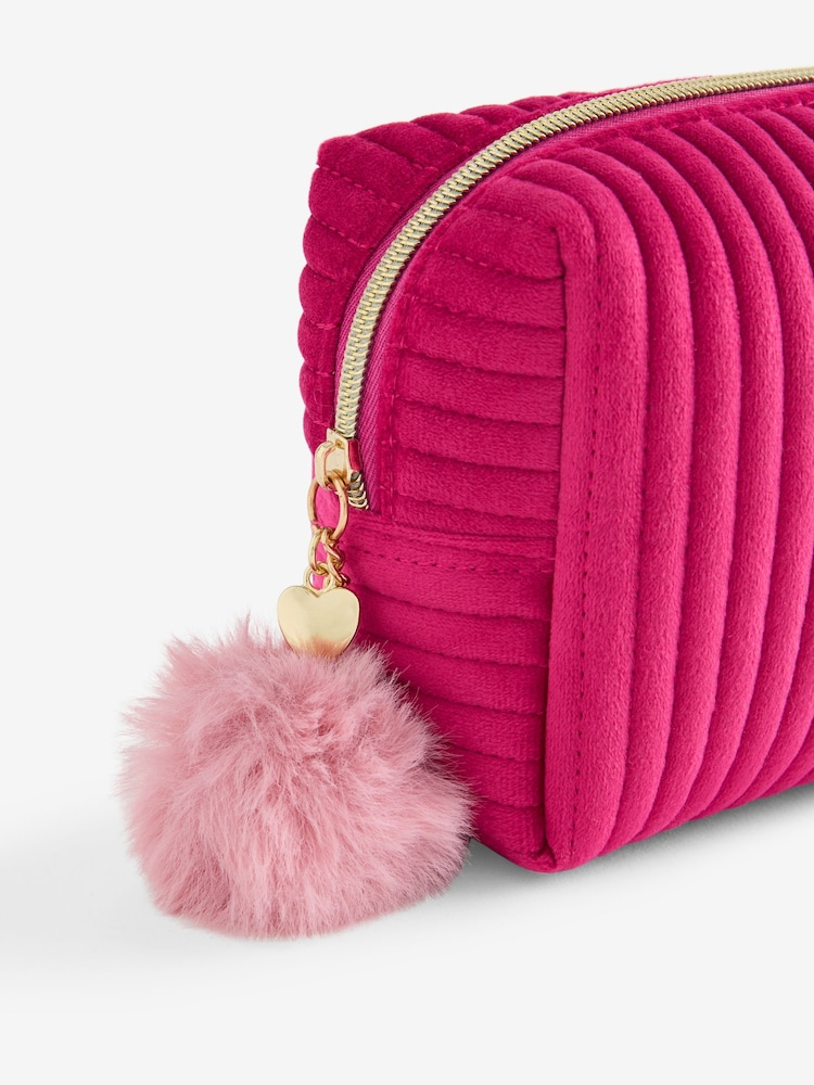 Ribbed Velvet Monogram Makeup Bag - Image 4 of 4 Ribbed Velvet Monogram Makeup Bag - Image 4 of 4