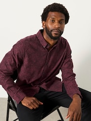 FatFace Burgundy Red Long Sleeve Jacquard Shirt - Image 5 of 7