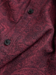 FatFace Burgundy Red Long Sleeve Jacquard Shirt - Image 7 of 7