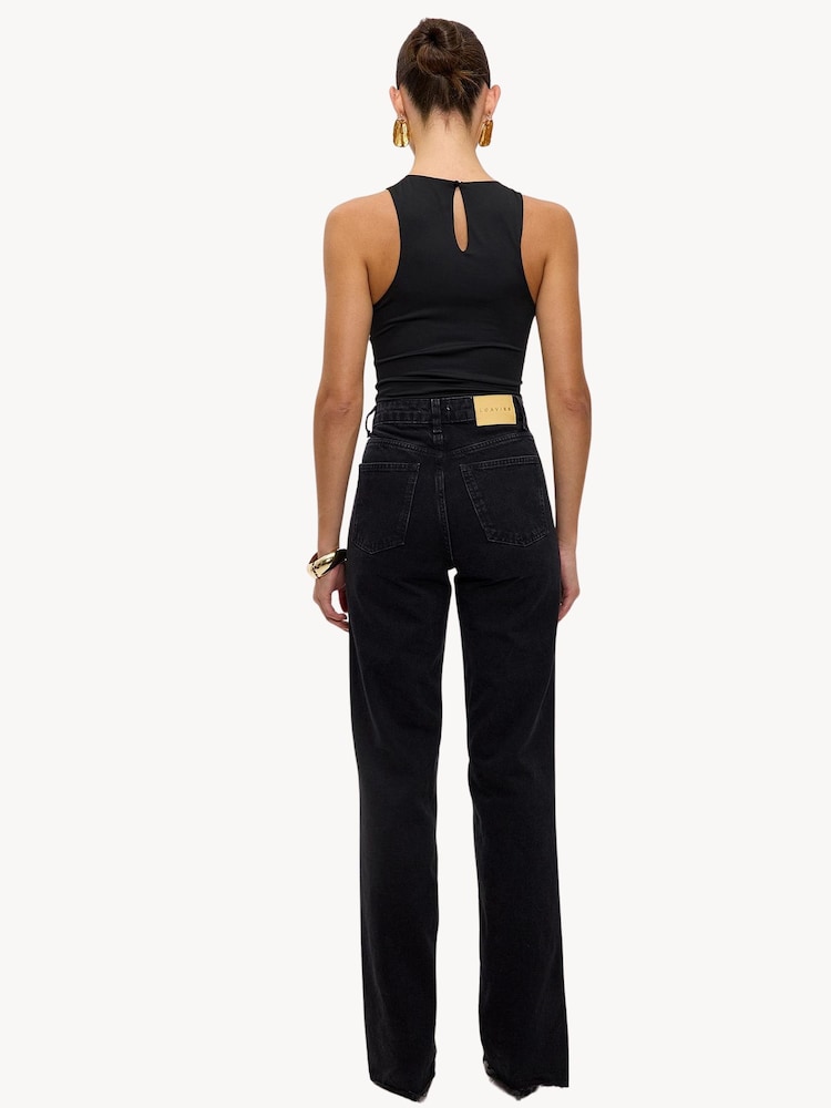 LOAVIES The Straight Fit Ruffle Straight Black Jeans - Image 2 of 5 LOAVIES The Straight Fit Ruffle Straight Black Jeans - Image 2 of 5