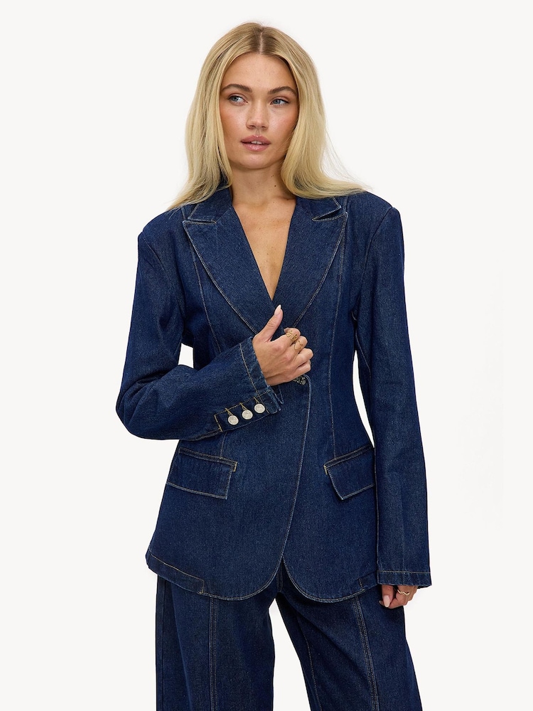 LOAVIES Blue Just Say You Love Me Blazer - Image 1 of 4 LOAVIES Blue Just Say You Love Me Blazer - Image 1 of 4