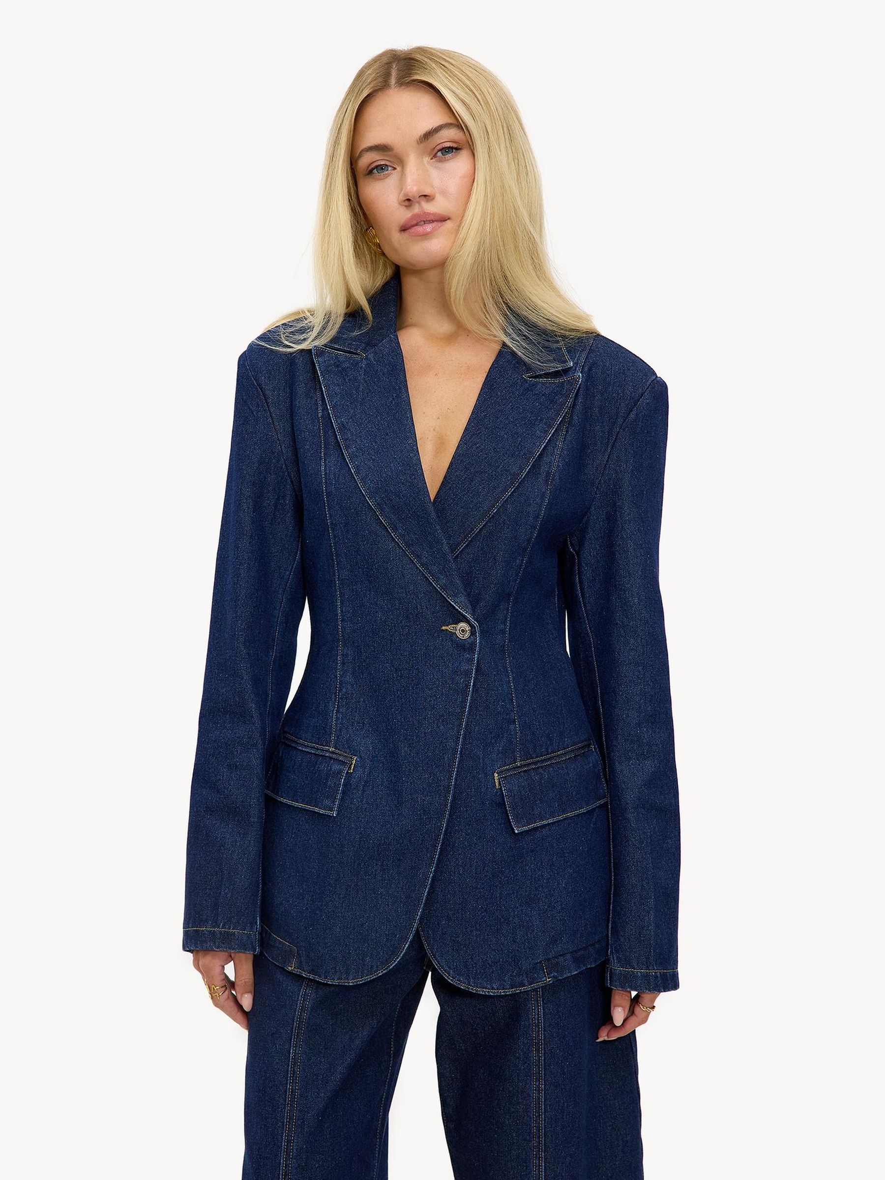 Buy LOAVIES Blue Just Say You Love Me Denim Blazer from Next Canada