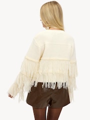 LOAVIES Cream Stay With Me Tonight Fringe Cardigan - Image 2 of 5