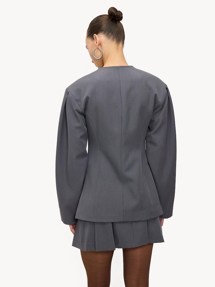 LOAVIES Grey Golden Winter Light Blazer - Image 2 of 5 LOAVIES Grey Golden Winter Light Blazer - Image 2 of 5