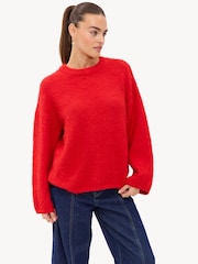 LOAVIES Red Fuzzy Wuzzy Jumper - 圖片 3，共 5