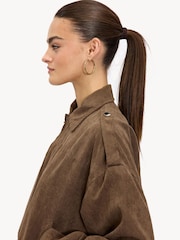 LOAVIES Kiss Me In The Rain Balloon Sleeve Brown Bomber Jacket - Image 5 of 5