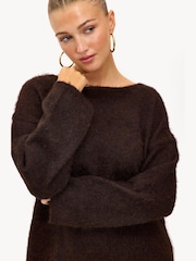 LOAVIES Soft Knit Long Sleeve Brown Jumper - תמונה 5 מתוך 5