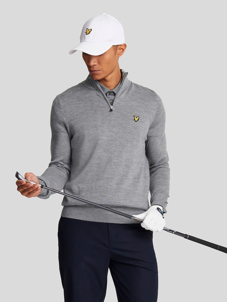 Lyle & Scott Grey Golf Quarter Zip Merino Jumper - Image 1 of 5