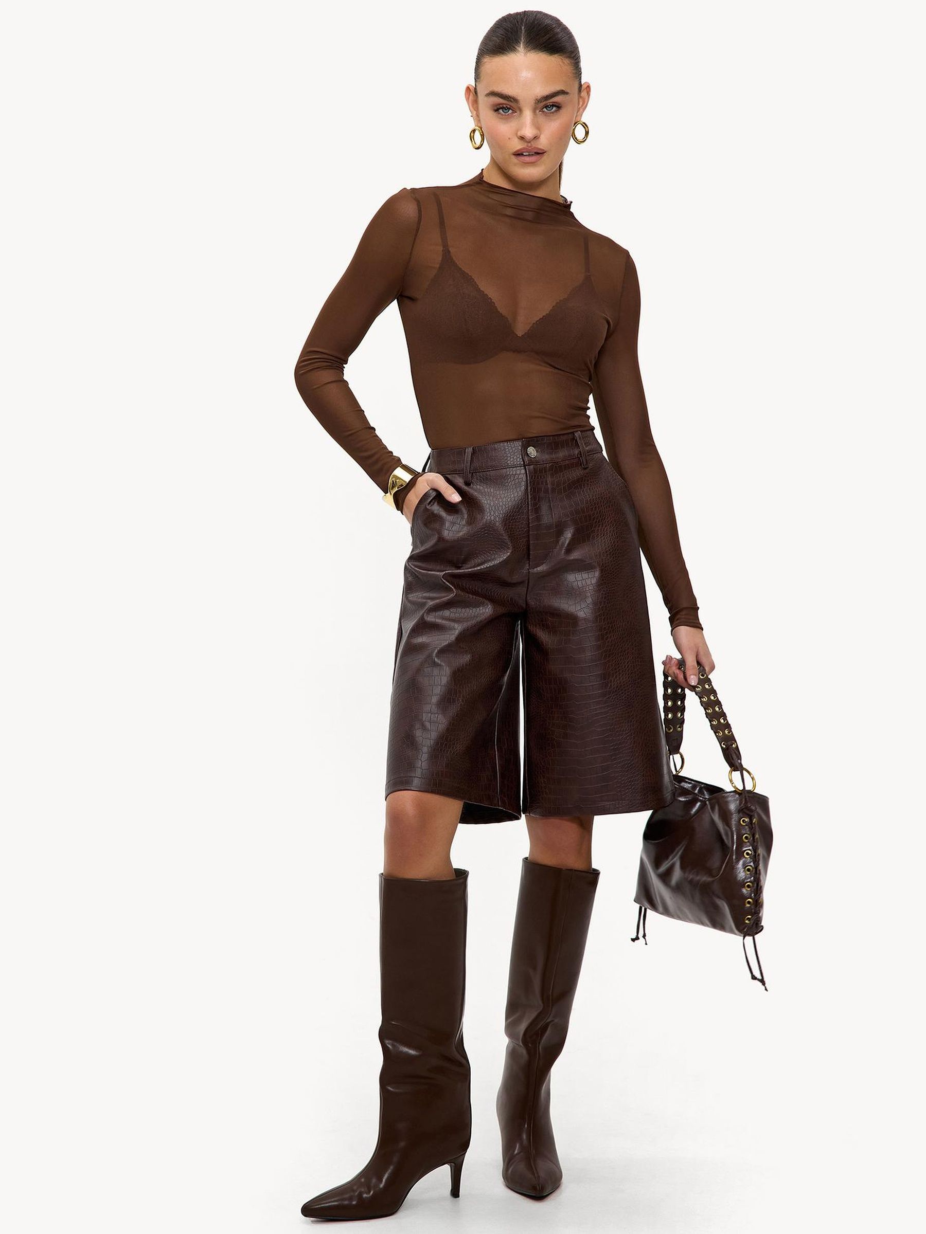 Buy LOAVIES Hold The Haze Of Autumn Croc Faux Leather Long Brown