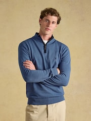 Joules Hillside Blue Quarter Zip Knitted Jumper - Image 1 of 6