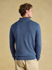 Joules Hillside Blue Quarter Zip Knitted Jumper - Image 2 of 6