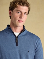 Joules Hillside Blue Quarter Zip Knitted Jumper - Image 3 of 6