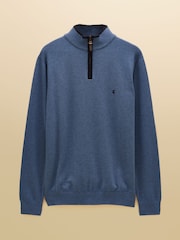 Joules Hillside Blue Quarter Zip Knitted Jumper - Image 6 of 6
