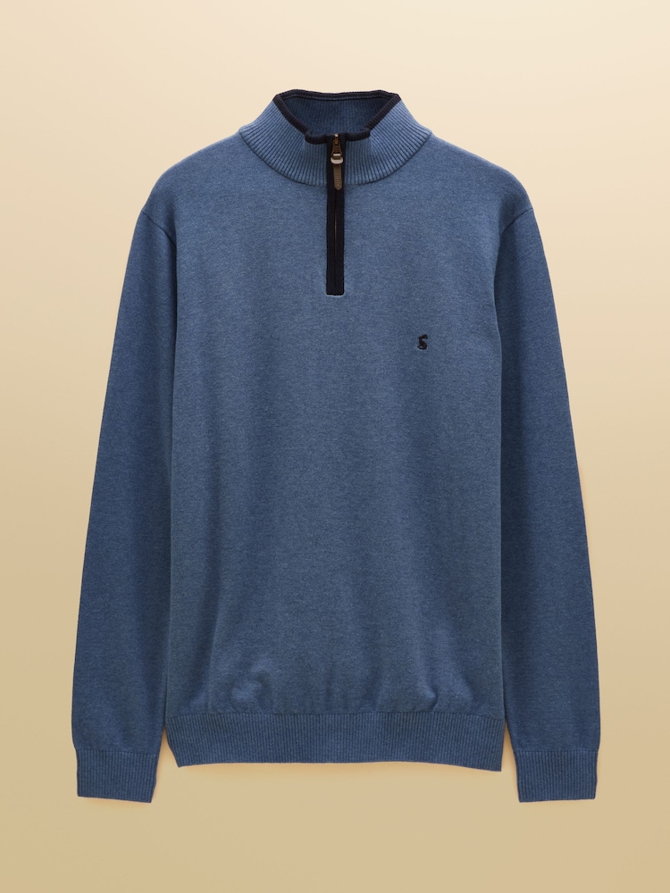 Joules Hillside Blue Quarter Zip Knitted Jumper - Image 6 of 6 Joules Hillside Blue Quarter Zip Knitted Jumper - Image 6 of 6