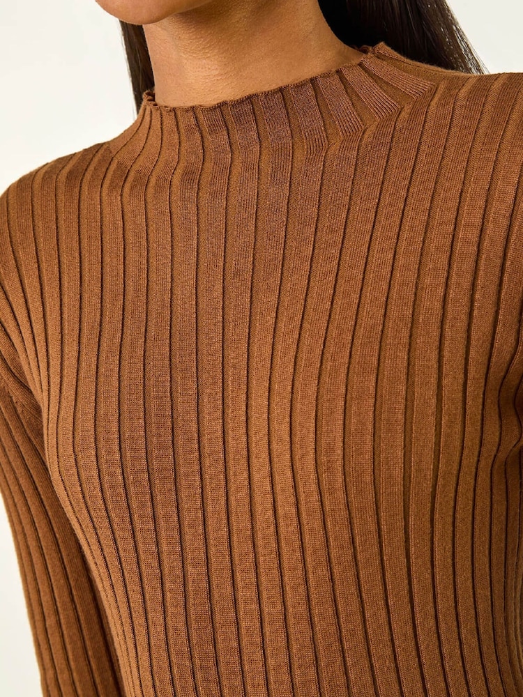 Roman Brown Ribbed Detail Knitted Jumper - Image 6 of 6 Roman Brown Ribbed Detail Knitted Jumper - Image 6 of 6
