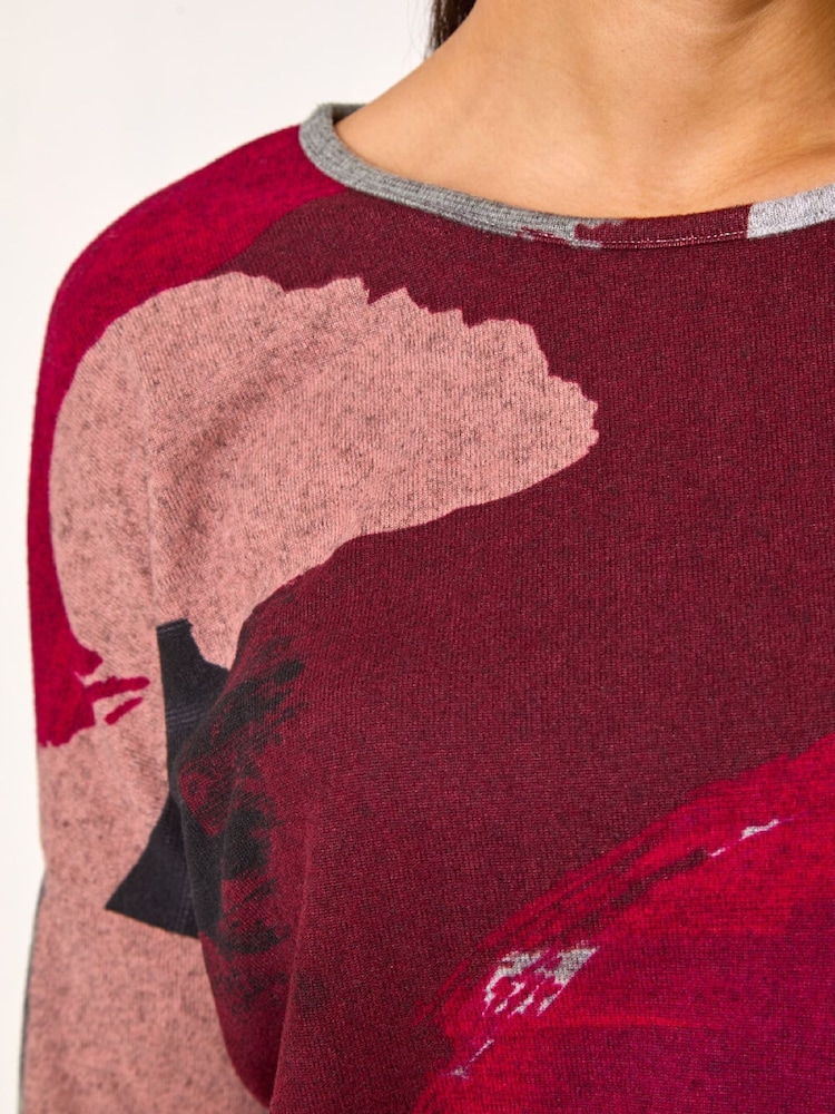 Roman Red Abstract Print Banded Hem Top - Image 5 of 5 Roman Red Abstract Print Banded Hem Top - Image 5 of 5