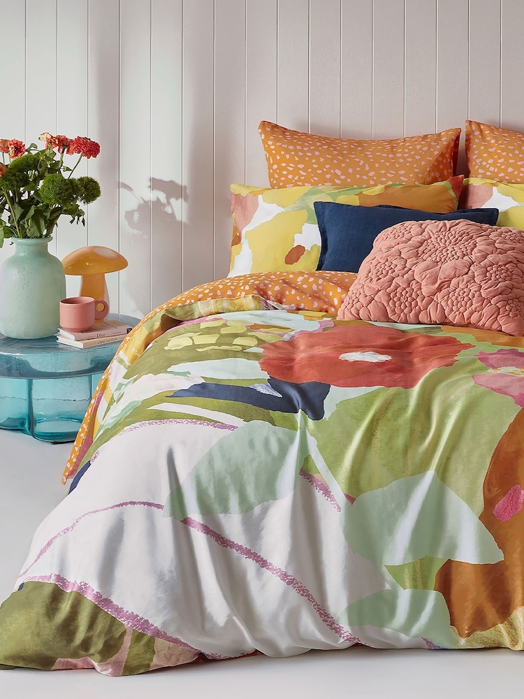 KAS Pale Orange Carmen Cotton Duvet Cover Set - Image 1 of 5