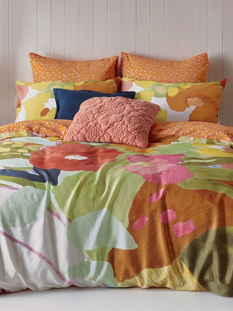 KAS Pale Orange Carmen Cotton Duvet Cover Set - Image 2 of 5