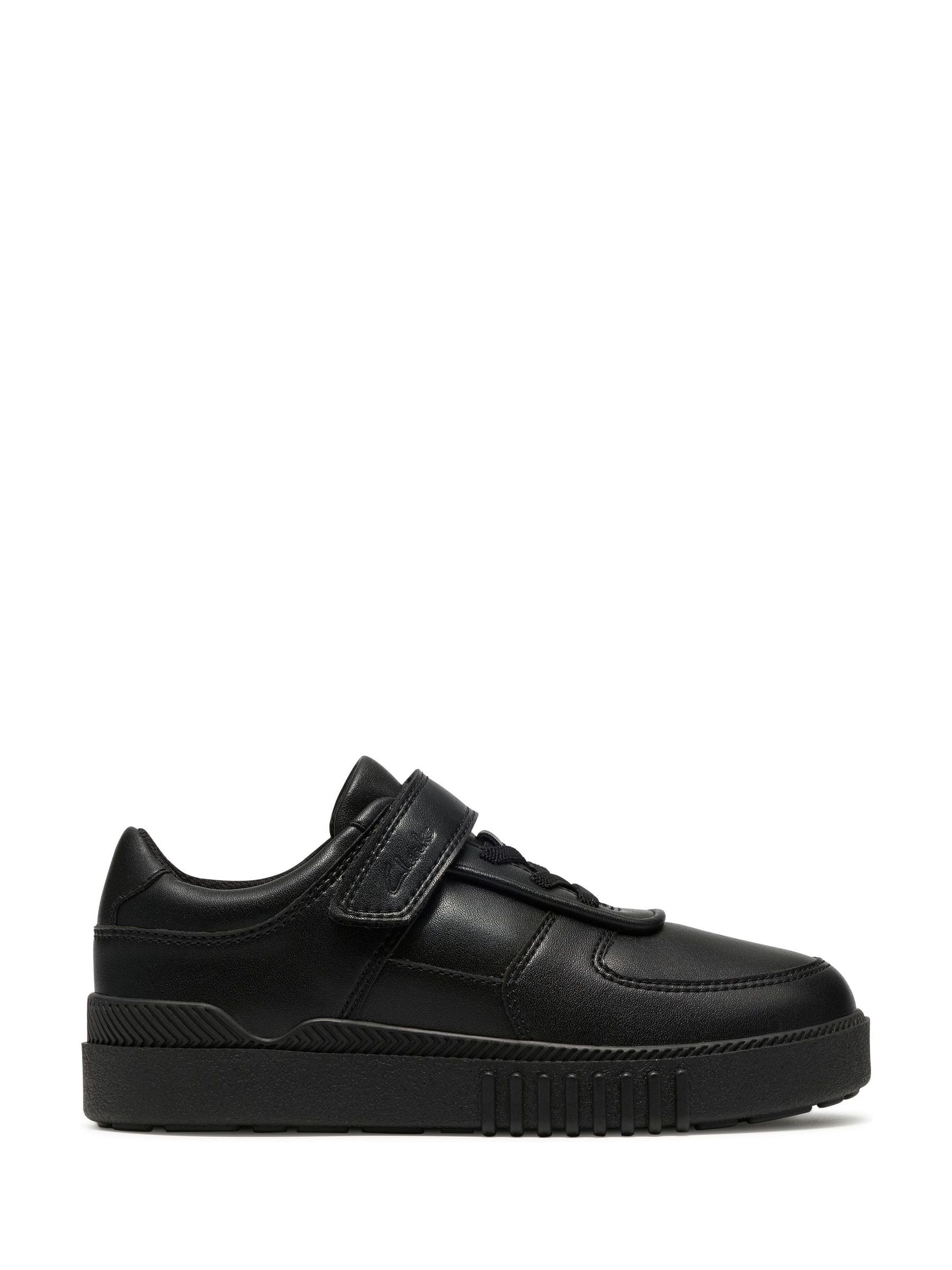 Clarks Unisex Black Somerset Flex Kid Leather Trainers, Riptape, School Shoes | Size: 13.5-Wide Fit - Image 5