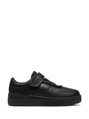 Clarks Black Younger Boys Black Somerset Flex Standard Fit Leather Trainers - Image 1 of 6