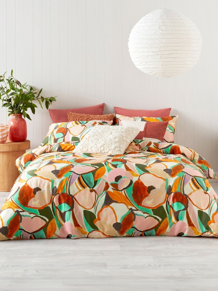 KAS Terracotta Delia Cotton Duvet Cover Set - Image 1 of 5