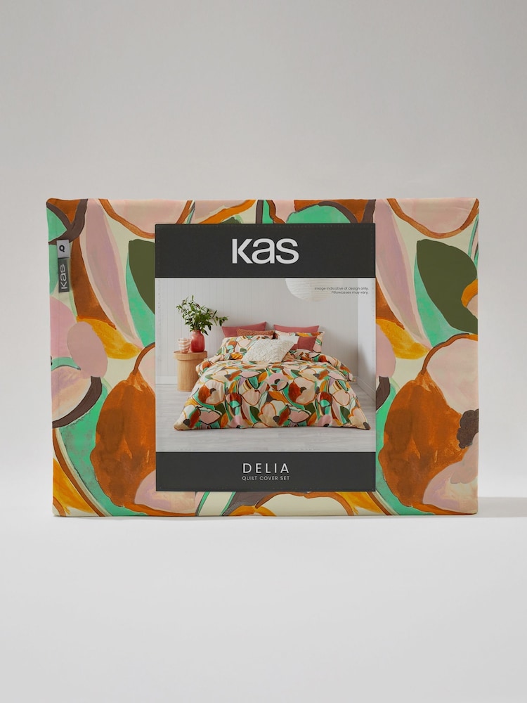 KAS Terracotta Delia Cotton Duvet Cover Set - Image 5 of 5