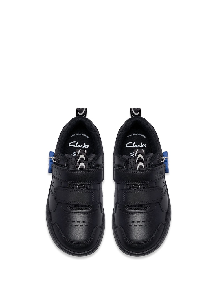 Clarks Black Younger Boys Standard Fit Laser Play Trainers - Image 1 of 5