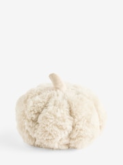 Natural 3D Faux Fur Pumpkin Cushion - Image 2 of 2