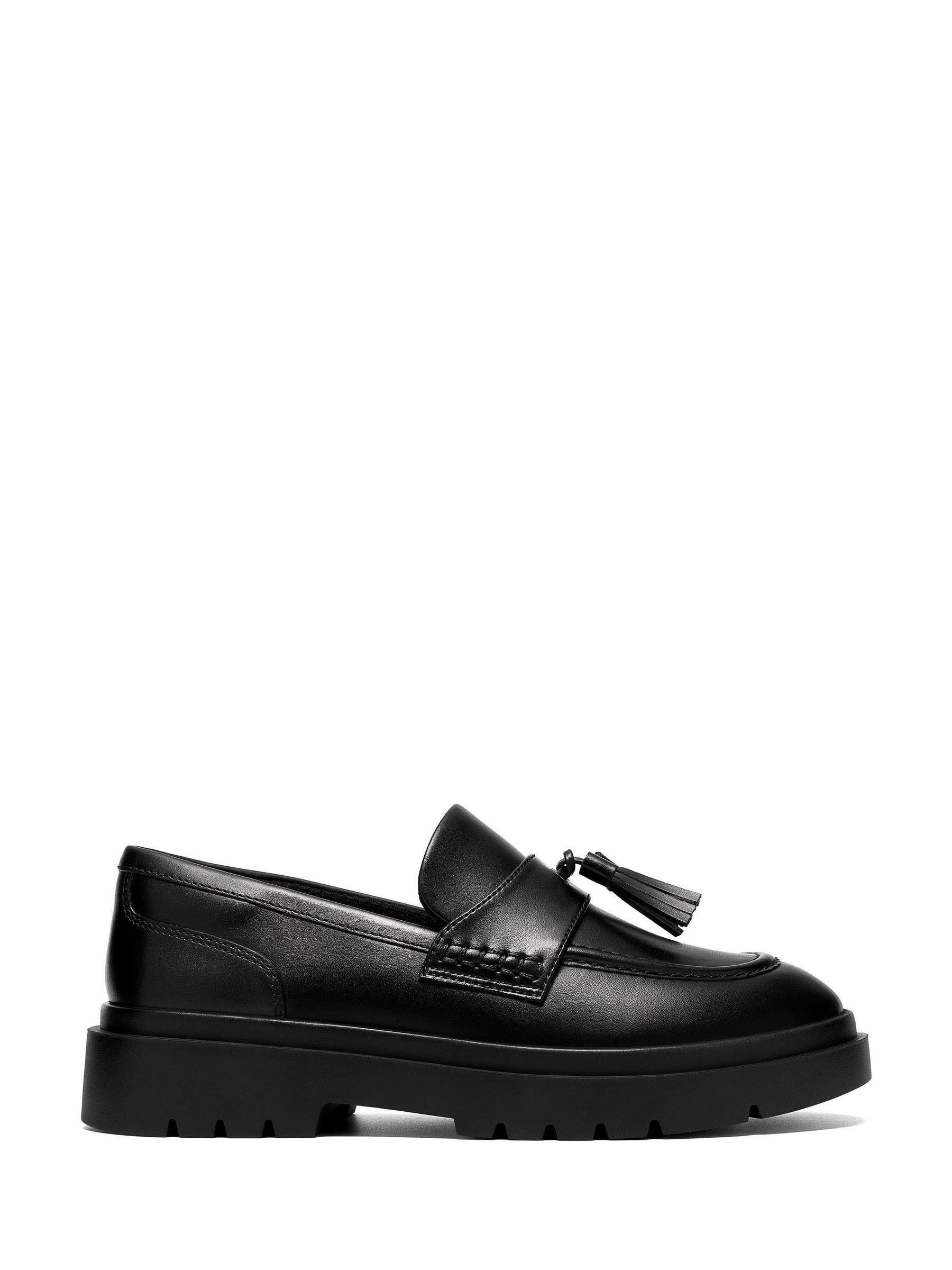 Clarks Girls Black Leather Derry Loafers - Image 1
