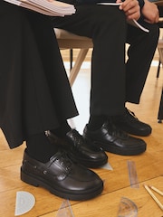 Clarks Black Leather Derry Boat Shoes - Image 3 of 3