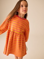 Pink and Orange Stripe Cosy Rib Jumper Dress (3-16yrs) - Image 1 of 4