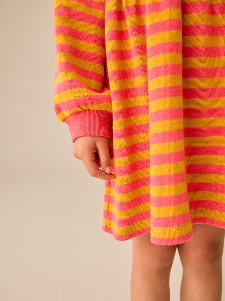 Pink and Orange Stripe Cosy Rib Jumper Dress (3-16yrs) - Image 4 of 4 Pink and Orange Stripe Cosy Rib Jumper Dress (3-16yrs) - Image 4 of 4